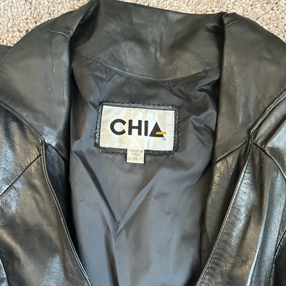 Vintage Chia Black Leather Collared Romper size 14 - Picture 4 of 5